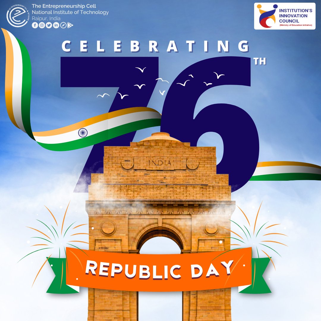 ecell_nitrr's tweet photo. Team E-Cell , NIT Raipur extends its warm wishes for a day filled with pride, patriotism, and unity.
Jai Hind 🇮🇳 https://t.co/YX4mYnl3kP