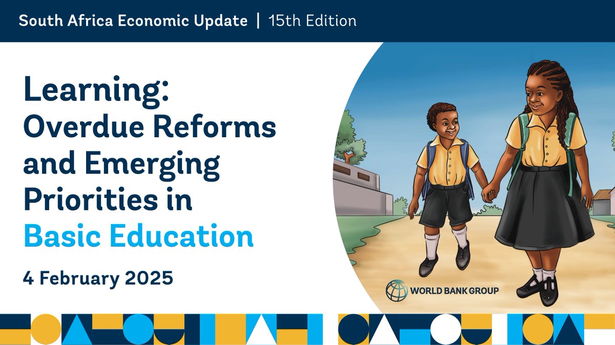World Bank Africa (@worldbankafrica) on Twitter photo Education = Opportunity.
#SouthAfrica is tackling poverty & inequality by addressing challenges in basic education.
The <a href="/WorldBank/">World Bank</a>’s Economic Update explores bold reforms to unlock a brighter future for all.
📅 Feb 4, 2025 | Don’t miss it!
🔗 wrld.bg/lm7m50UJZPE Education = Opportunity.
#SouthAfrica is tackling poverty & inequality by addressing challenges in basic education.
The <a href="/WorldBank/">World Bank</a>’s Economic Update explores bold reforms to unlock a brighter future for all.
📅 Feb 4, 2025 | Don’t miss it!
🔗 wrld.bg/lm7m50UJZPE