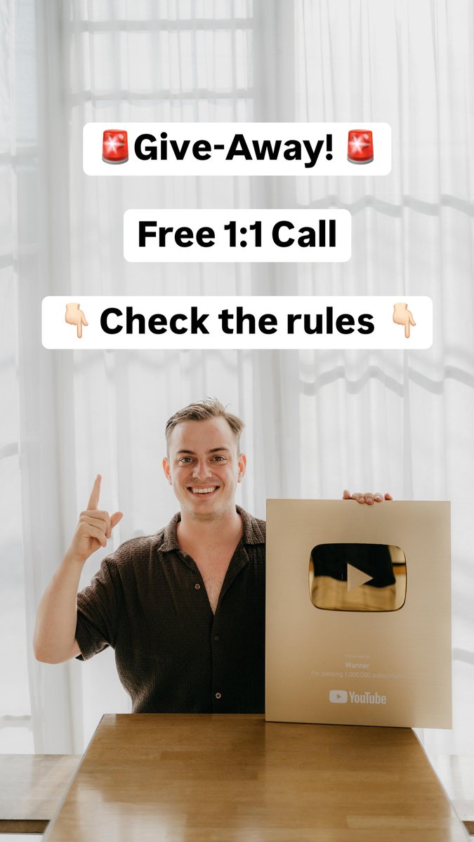 wanneracademy's tweet photo. 🚨 FREE 1:1 CALL WITH ME! 🚨  

Want personalized advice to take your YouTube business to the next level? Here’s your chance:  

✅ Like this tweet  
🔁 Retweet it  
💬 Reply with "call"  

I'll pick ONE lucky winner for a private call. Let's make 2025 your year! 🚀 https://t.co/VSAG0Apal0