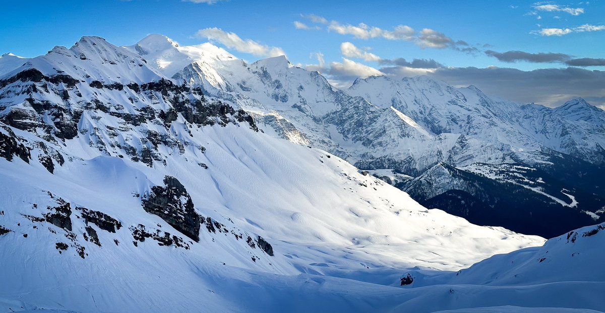 Mont Blanc, as seen during a little ski tour yesterday afternoon. Hiked up from Flaine up to the top of Les Grandes Platières.