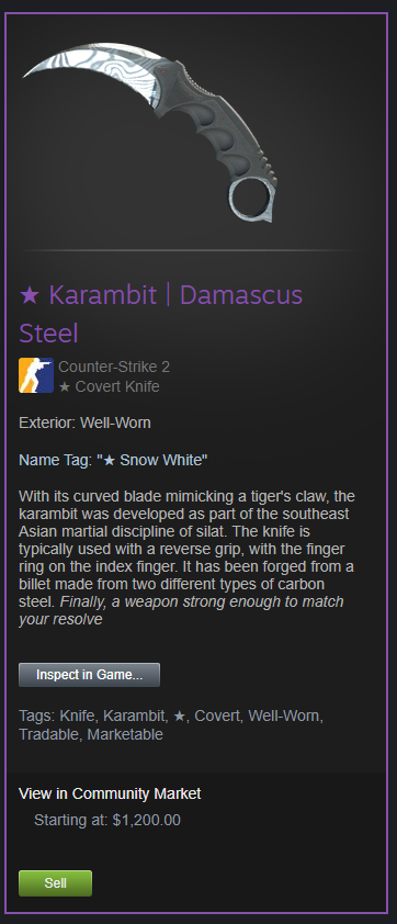 oHobbzy's tweet image. Selling Damascus Steel Karambit (WW) DM if Interested. Serious Offers Only. #csknife #karambit #cs #CounterStrike2 #Skinhub #SkinBaron #CSSkin #Seller #CSCommunity #CSGO #CounterStrike