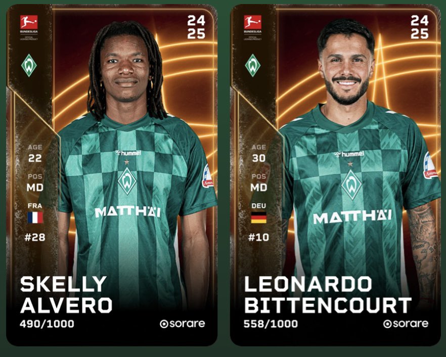 Pinnee_'s tweet image. 🔥 Next #Sorare Giveaway - again 2 Winners 🔥

Enter -&amp;gt; Retweet, Follow, Like

🌪️ 2x Nottingham Cards 🌪️
🌪️ 2x Bremen Cards 🌪️

Winners will be drawn 29.01.