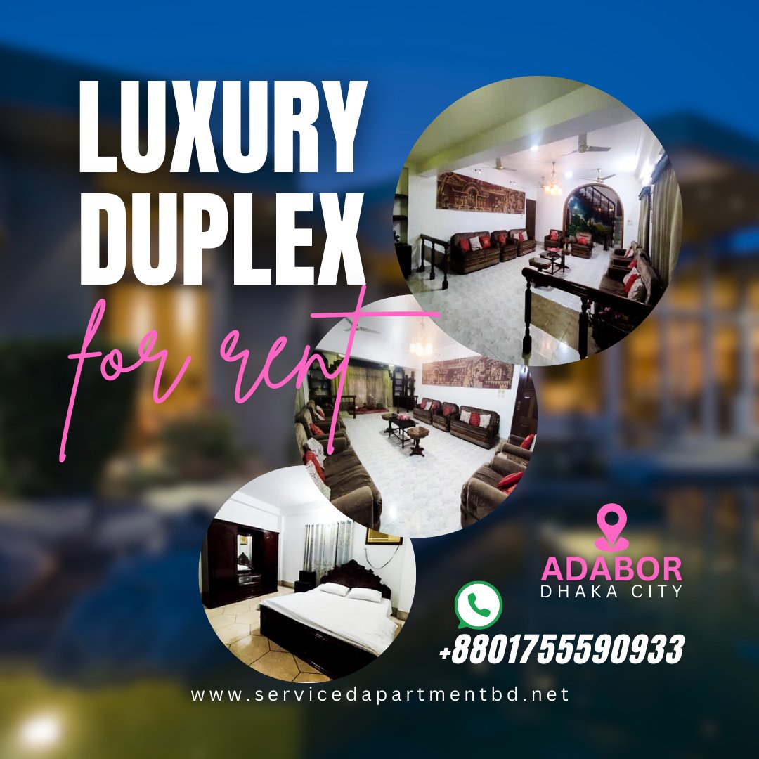 Enjoy hassle free stay over hotels! Full furnished apartments LUXURY DUPLEX for long &amp; short term rent in Dhaka City, Adabor.
#dhakapropertyservices #airbnb #adabor #dhakacity #rentalflat #apartmentrent #booking #shortrent #forrent