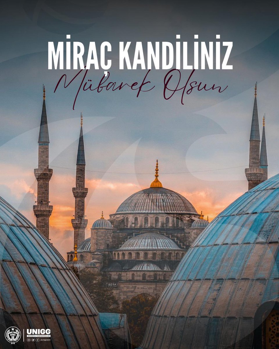 Tüm İslam aleminin mübarek Miraç Kandili'ni kutlar, hâyra ve kurtuluşa vesile olmasını dileriz.

Miraç Kandiliniz mübarek olsun. 

#ÜniversiteliTrabzonsporlular