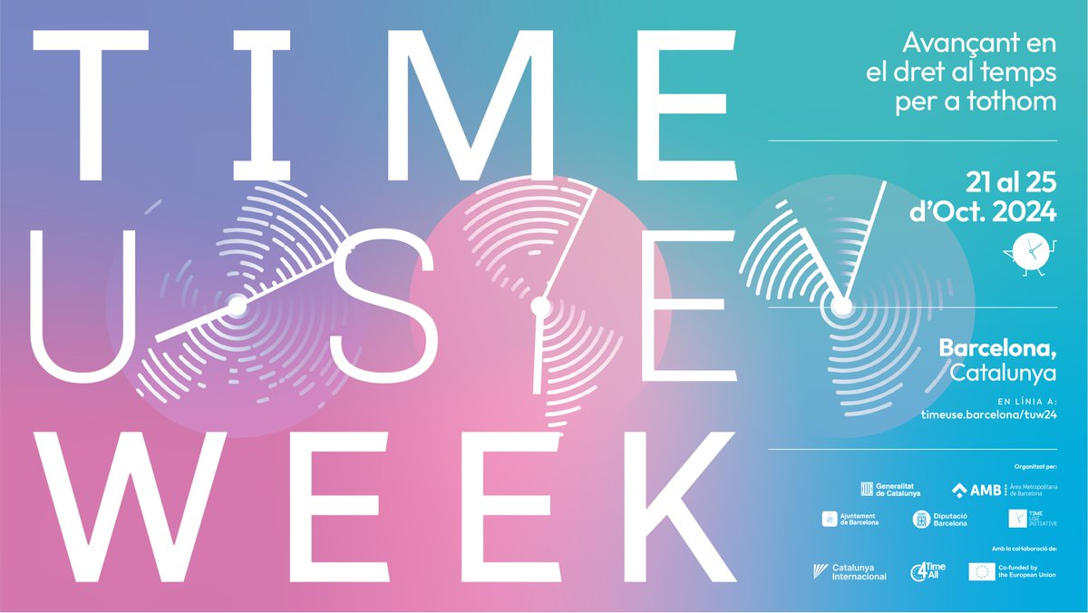 La #TimeUseWeek2024 és a tocar!

👉La #TUW2024 reuneix líders locals i regionals, acadèmics, empreses i ciutadania per ajudar a avançar en el #dretaltemps per a tothom.

Explora'n el programa i registra-t'hi: 🔗s.mtrbio.com/dvkkvaecsu