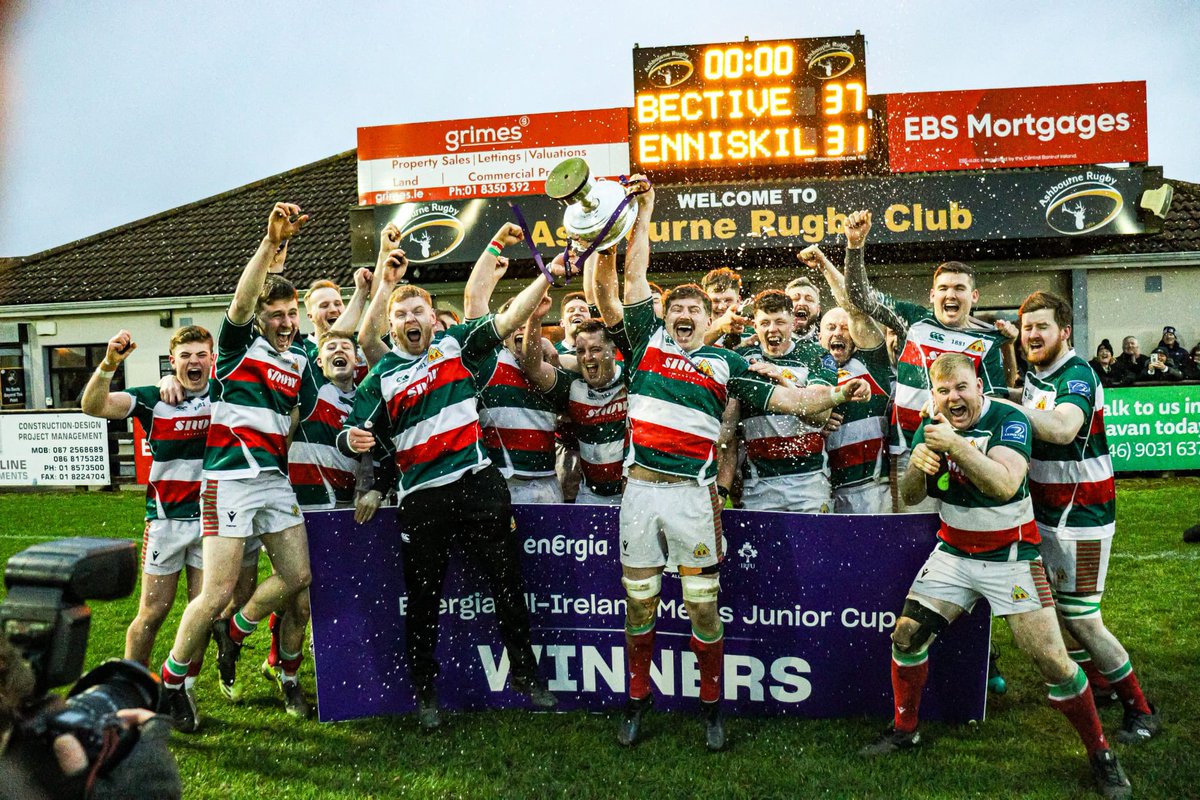 Congratulations to <a href="/BectiveRangers/">Bective Rangers FC</a> for winning the All Ireland Junior Cup 🏉👏yesterday. Special shout out to John Bolger - current President of Bective and coach to the u13s in St Brigids.