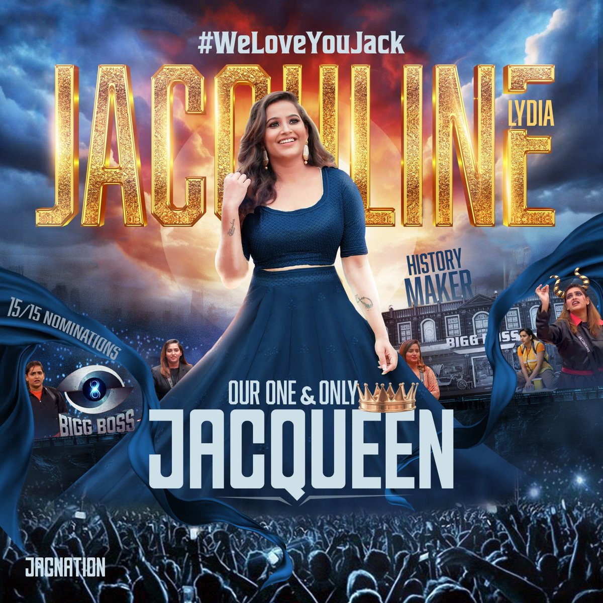 The throne isn't handed to a queen, she builds it herself with sweat and determination.

Undoubtedly the Queen of Tamil Bigg Boss History!
#WeLoveYouJack #JacqulineLydia