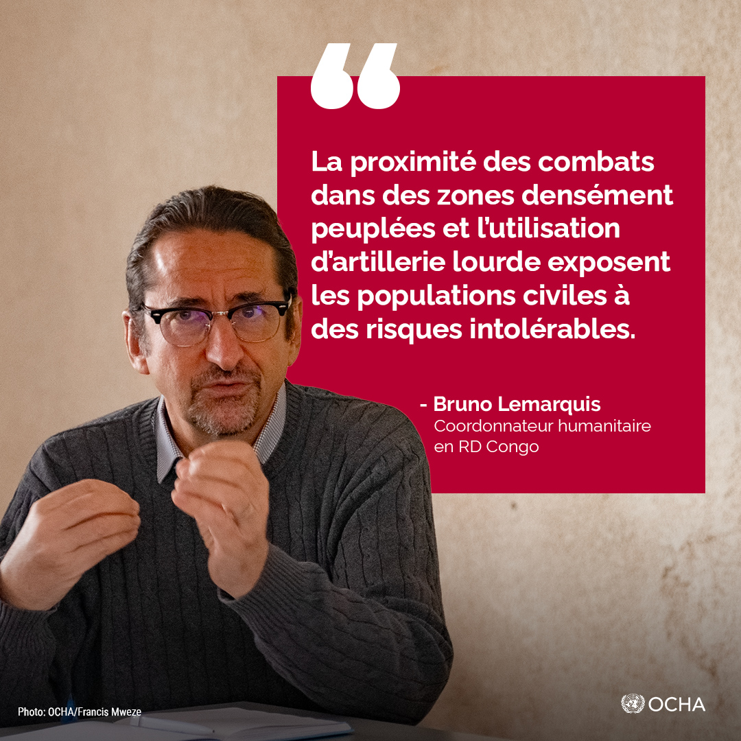 OCHA DRC (@unocha_drc) on Twitter photo 📢 𝐂𝐨𝐦𝐦𝐮𝐧𝐢𝐪𝐮𝐞́ 𝐝𝐞 𝐏𝐫𝐞𝐬𝐬𝐞
Le Coordonnateur humanitaire en 🇨🇩, <a href="/UN_Lemarquis/">Bruno Lemarquis</a>, exprime sa profonde inquiétude quant à l’impact de l’intensification des combats autour de la ville de #Goma sur les populations civiles.
A lire: 👇
reliefweb.int/report/democra… 📢 𝐂𝐨𝐦𝐦𝐮𝐧𝐢𝐪𝐮𝐞́ 𝐝𝐞 𝐏𝐫𝐞𝐬𝐬𝐞
Le Coordonnateur humanitaire en 🇨🇩, <a href="/UN_Lemarquis/">Bruno Lemarquis</a>, exprime sa profonde inquiétude quant à l’impact de l’intensification des combats autour de la ville de #Goma sur les populations civiles.
A lire: 👇
reliefweb.int/report/democra…
