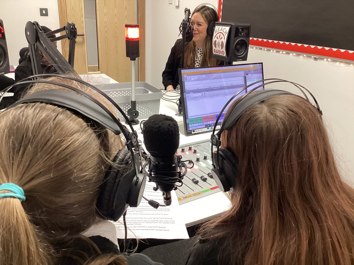 radio_reach's tweet photo. The DJs had so much fun interviewing the lovely @lizziecads and @MrsKNicholas in our brand new #radioreach studio this week. Check out what they had to say on our podcasts #SAPSHAPPY #SAPSSTEM https://t.co/pZTKnKk4P9