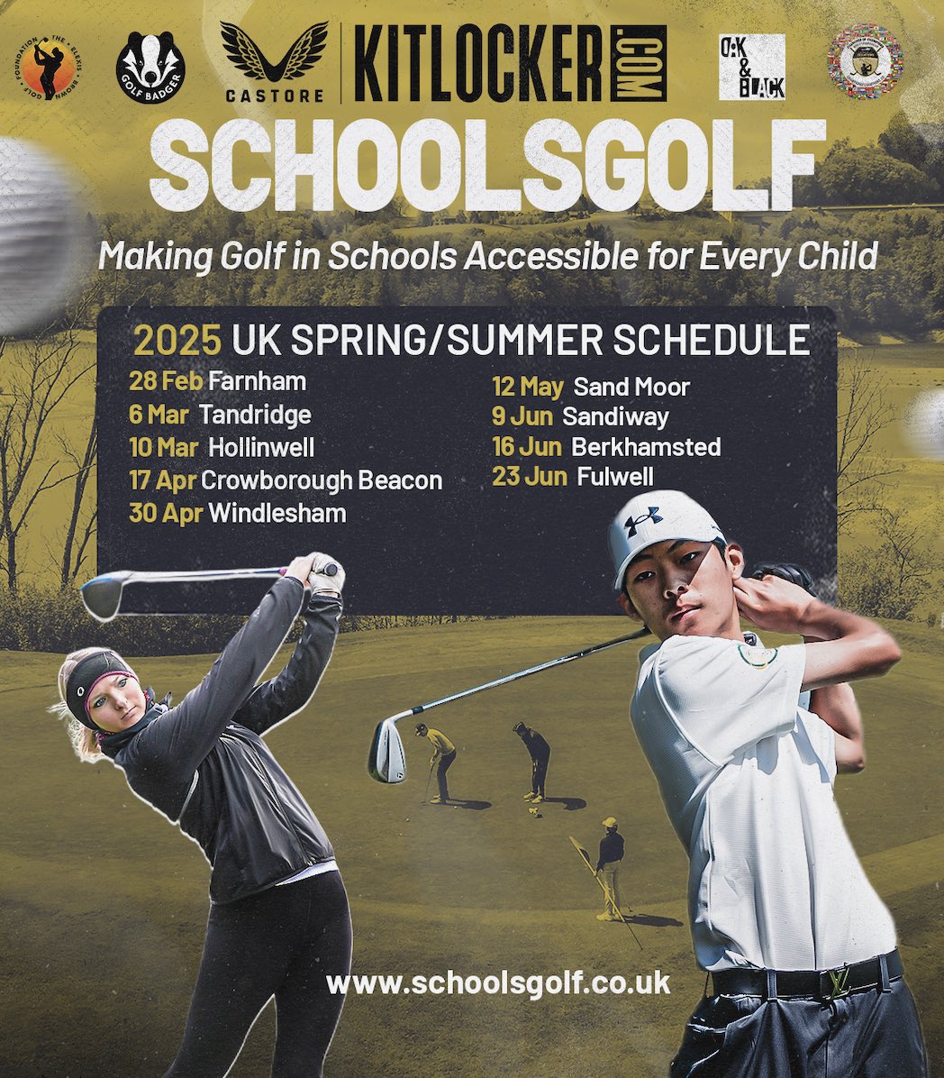 SchoolsGolfTour (@schoolsgolf_uk) on Twitter photo We are delighted to confirm our 2025 Spring/Summer Schedule. Please visit SchoolsGolf.co.uk to book your school’s place
<a href="/CrowBeacon_Golf/">Crowborough Beacon Golf Club</a>
<a href="/TandridgeGolf/">Tandridge Golf Club</a>
<a href="/GcFarnham/">Farnham GC Juniors</a>
<a href="/SandMoorGC/">Sand Moor Golf Club</a> <a href="/sandmoorgcjnrs/">Sand Moor GC Juniors</a>
<a href="/SandiwayGolf/">Sandiway Golf Club</a>
<a href="/BerkhamstedGolf/">Berkhamsted Golf</a>
<a href="/FulwellGC/">Fulwell Golf Club</a>
<a href="/WindleshamGolf/">Windlesham Golf Club</a> We are delighted to confirm our 2025 Spring/Summer Schedule. Please visit SchoolsGolf.co.uk to book your school’s place
<a href="/CrowBeacon_Golf/">Crowborough Beacon Golf Club</a>
<a href="/TandridgeGolf/">Tandridge Golf Club</a>
<a href="/GcFarnham/">Farnham GC Juniors</a>
<a href="/SandMoorGC/">Sand Moor Golf Club</a> <a href="/sandmoorgcjnrs/">Sand Moor GC Juniors</a>
<a href="/SandiwayGolf/">Sandiway Golf Club</a>
<a href="/BerkhamstedGolf/">Berkhamsted Golf</a>
<a href="/FulwellGC/">Fulwell Golf Club</a>
<a href="/WindleshamGolf/">Windlesham Golf Club</a>