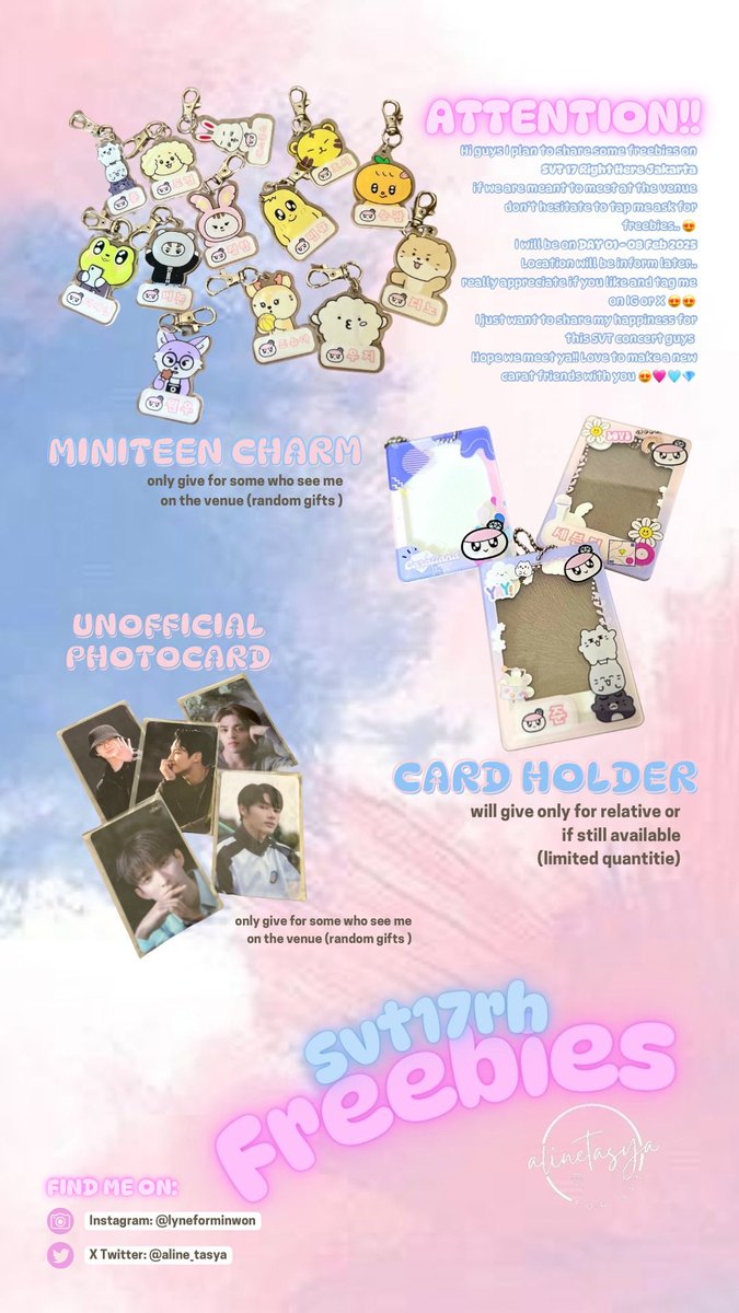 aline_tasya's tweet photo. ֹ੭୧ 17 Right Here in Jakarta ⊹ ࣪ ⑅
— freebies by @aline_tasya
🗓️ 8 February 2025 (day 1)
📍 Jakarta International Stadium (JIS)
👇🏻 tnc & detail on pic
see you at the venue! ₊˚⊹ ᰔ
— rt & like are appreciated
#17righthere
#17_Right_Here_in_Jakarta https://t.co/9PBzuXBRHg