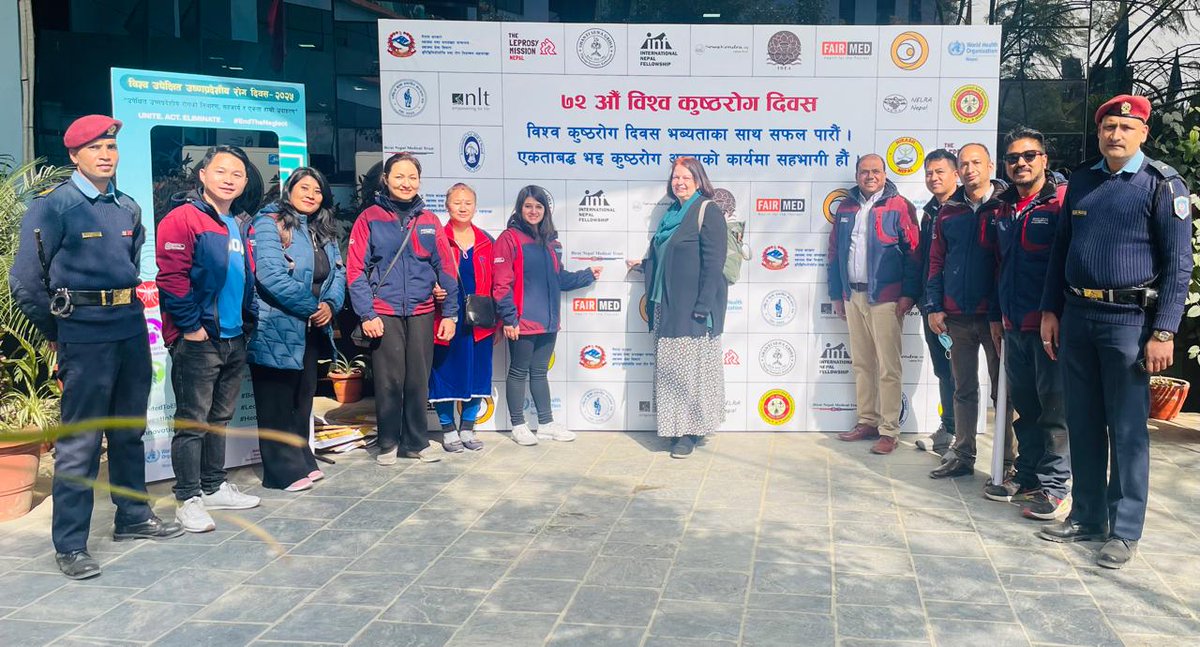 BiratNepal's tweet photo. Today, our colleagues joined the Nepal Leprosy Relief Association's rally from Basundhara Chowk to mark #WorldLeprosyDay. Aligned with this year's theme, "Unite. Act. Eliminate.", BNMT's ACCELERATE project is also enhancing early detection &amp; treatment of leprosy in Nepal. https://t.co/3lekKe8K4O