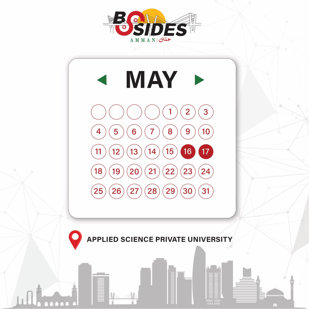 We’re excited to announce that BSidesAmman 2025 will take place at ASU  on the 16th and 17th of May!

#securitybsides #bsidesamman #infosec #hacking #amman #jordan #conference #security #pentesting #CyberSecurity