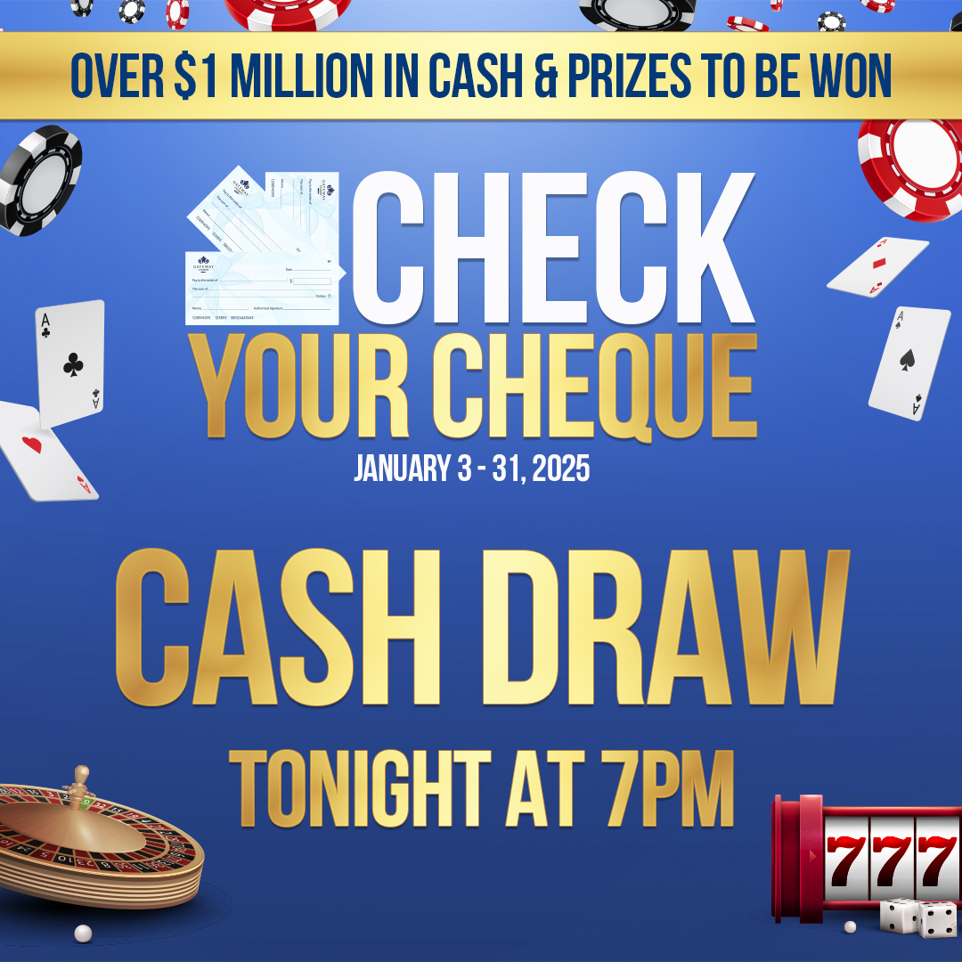 CasinoRamaLive's tweet image. It’s weekly Check Your Cheque draw day! 

💵 Draw: 7:00pm 
💵 Activate your earned ballots by swiping your My Club Rewards Cards at the promotional Kiosk between 3pm-7pm. 

Reward Life with My Club Rewards, only at Gateway Casinos! #RewardLife #MyClubRewards 

19+ | PlaySmart