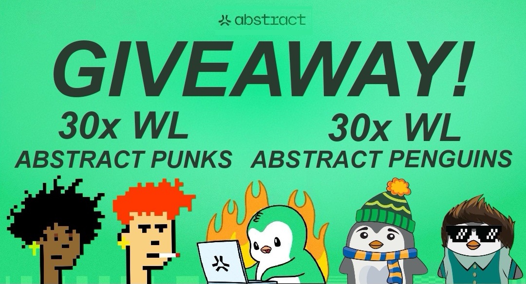 YanekWeb3's tweet image. 🚨 GIVEAWAY ALERT! 🚨

💰 30x WL spots for minting NFTs @AbstractPengs
💰 30x WL spots for minting NFTs @abstractpunks1

📅 Both mints will take place on @MagicEden

🎯 HOW TO ENTER:

✅ FOLLOW:
- @klikamyairdropy
- @AbstractPengs 
- @abstractpunks1 

✅ LIKE ❤️ &amp;amp; RETWEET 🔁 THIS…