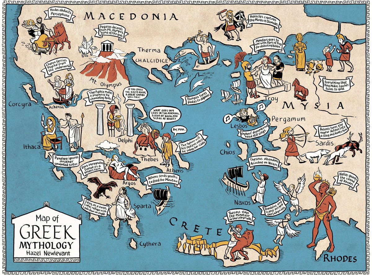 Map of Greek Mythology. Illustration: Hazel Newlevant.