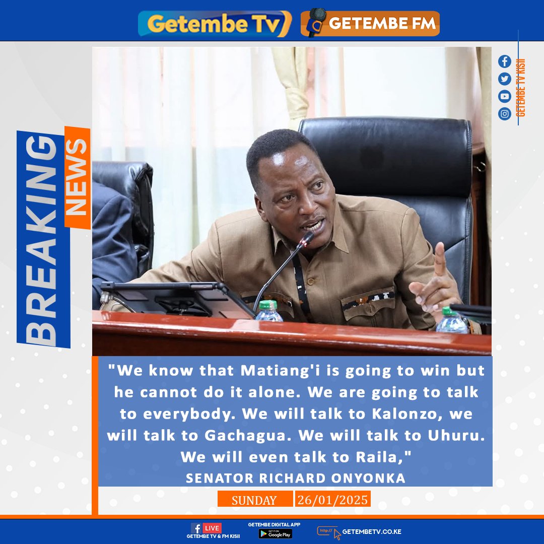 GetembeTV's tweet image. We know that Matiang&apos;i is going to win but he cannot do it alone - Senator Richard Onyonka 
Getembe Tv is now on @ZukuHome decoder channel 38 #FindITonZUKU #GetMoreForLess #GetembetvOnZuku