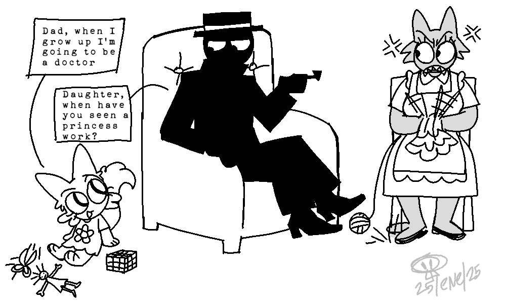 Calaver1t4's tweet image. Papá, cuando grande seré doctora, hija, cuando has visto a una princesa trabajar?
#sprunki #blacksprunki #wendasprunki