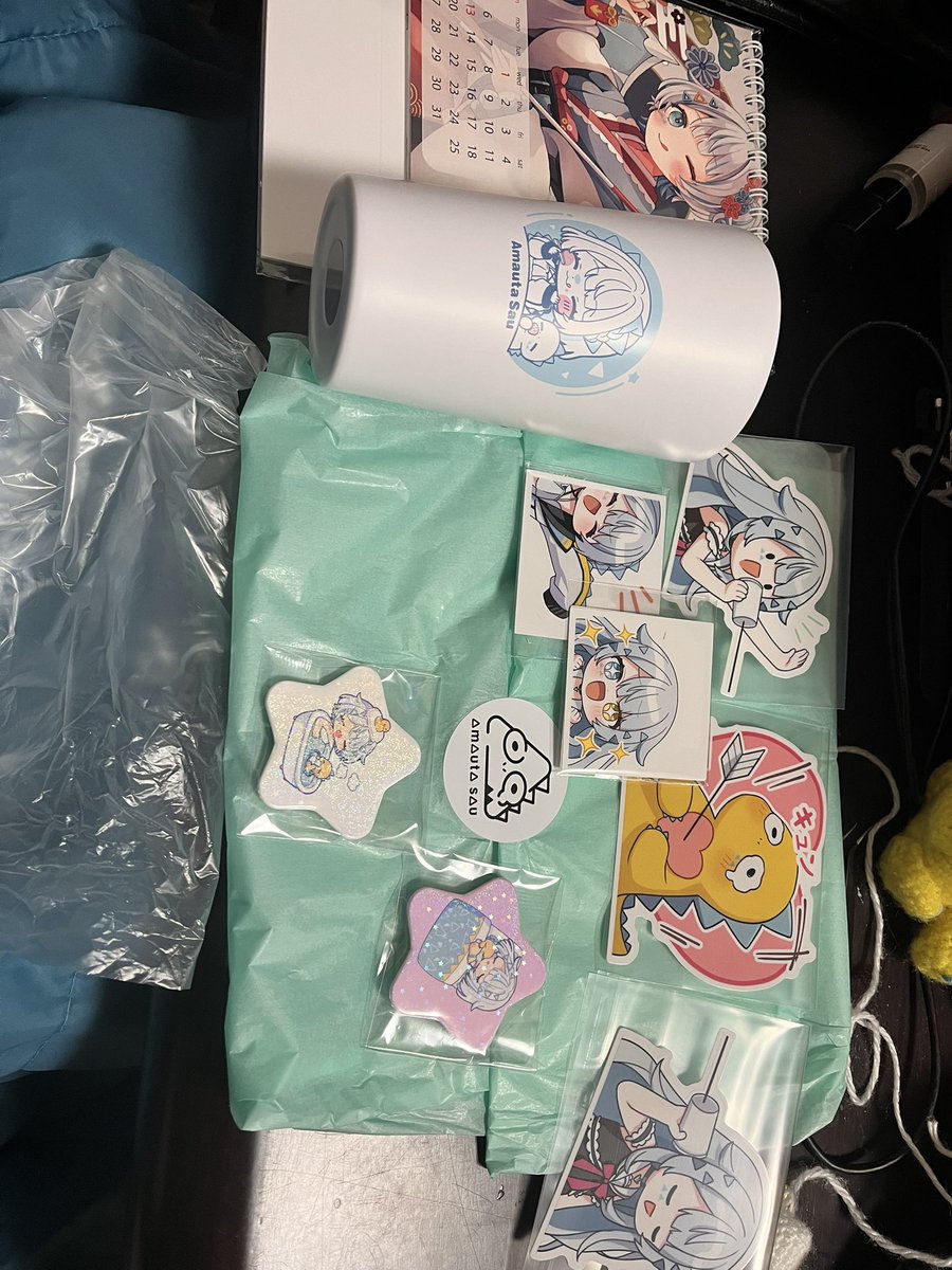 サウちゃんの周年グッズ届いた！！！
梱包もすごく丁寧で会議の成果が！！

めっちゃかわいいのぉ

#天唄サウ 
 #天唄サウ3周年だってよ