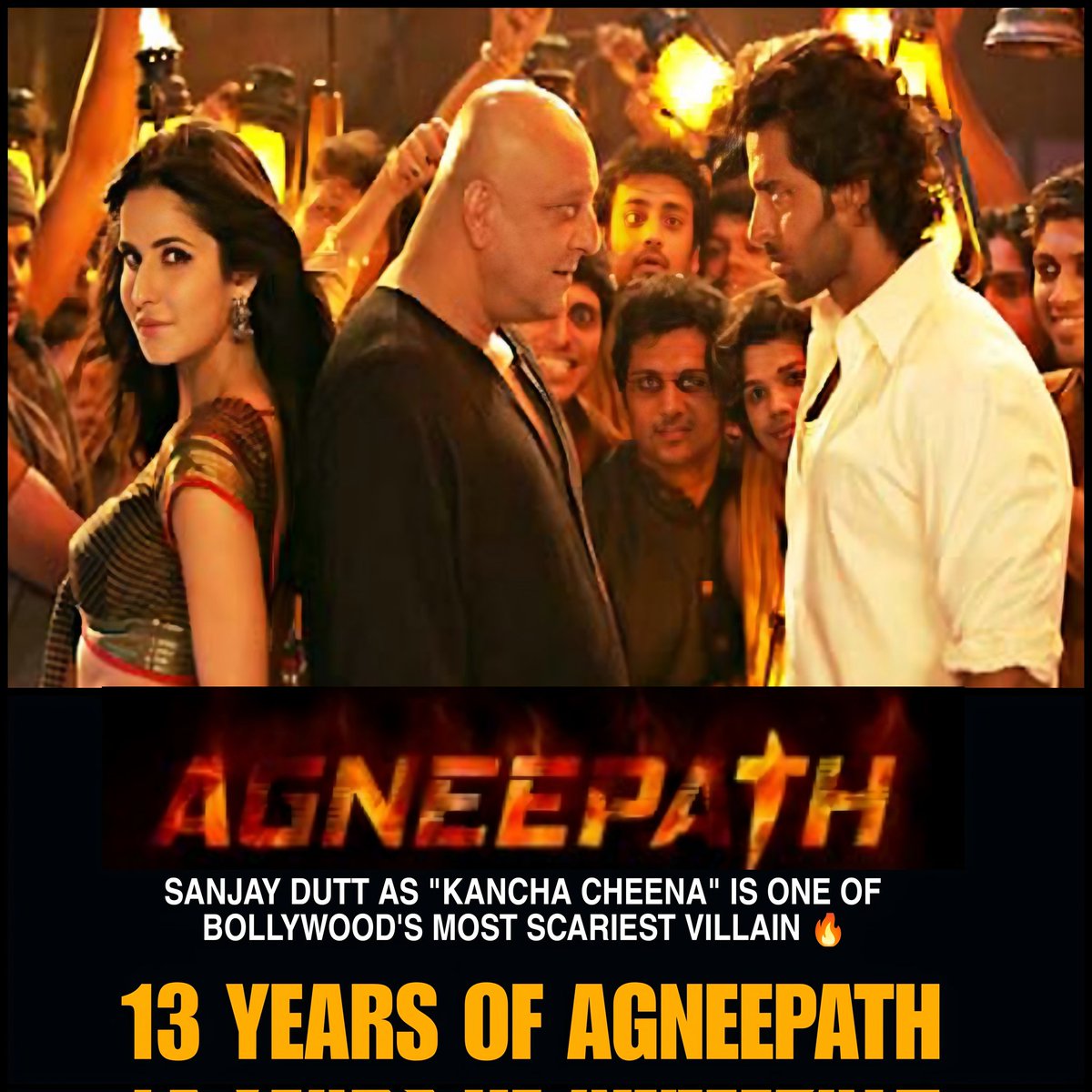 filmichannell's tweet photo. Today marks 13 years of the iconic Bollywood film #Agneepath! 🎥🔥 Released in 2012, this action-packed drama starred #HrithikRoshan as Vijay Dinanath Chauhan and #SanjayDutt as Kancha Cheena.
#HrithikRoshan #SanjayDutt #Agneepath #Bollywood #13YearsOfAgneepath https://t.co/VXCrZiZ851