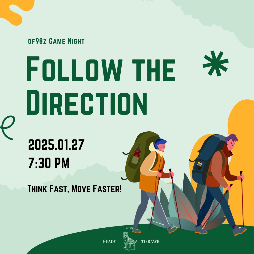 ㅤㅤㅤㅤㅤㅤ
ㅤㅤㅤㅤㅤ of98Z's Game Night
𝗙𝗢𝗟𝗟𝗢𝗪 𝗧𝗛𝗘 𝗗𝗜𝗥𝗘𝗖𝗧𝗜𝗢𝗡

Monday, 27 January 2025 | 7:30 PM
ㅤㅤㅤ
🧭: Retweet to join the game

ㅤㅤㅤㅤ