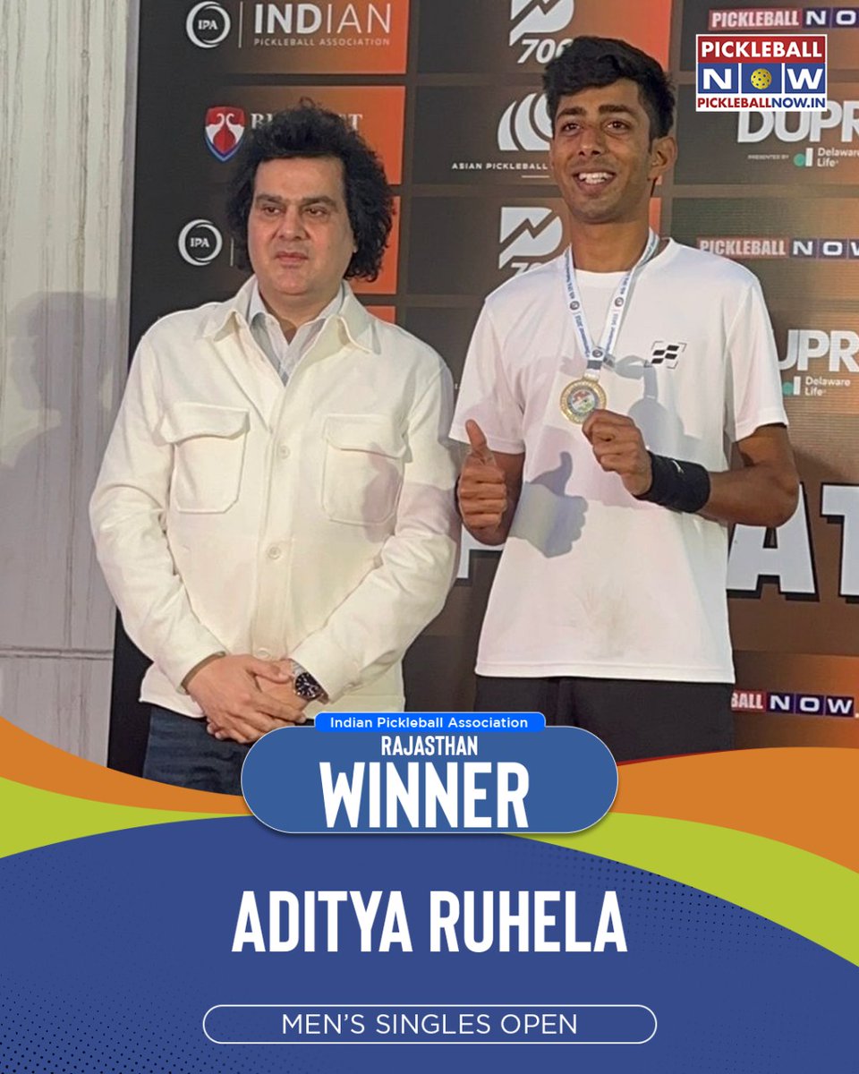MirrorNow's tweet photo. The king of the court! Aditya Ruhela (Seed 1) from Rajasthan wins the Men’s Singles Open, claiming victory with finesse and power!
#IPA #PickleballTournament #PickleballRules #GameOn #PickleballLife #PlayToWin #PickleballCommunity #PickleballTips #SetMatchWin #PickleballLife @Pickleballnowin @bennettuniv