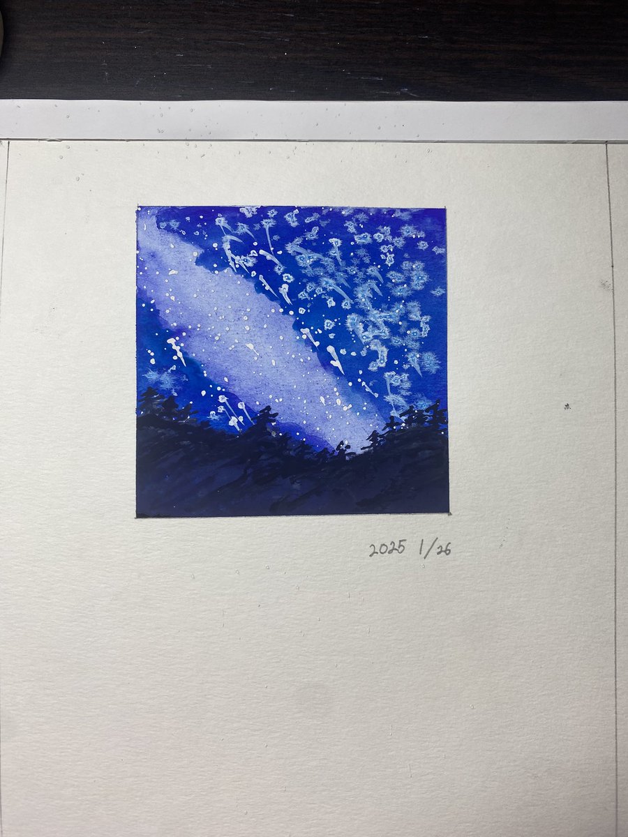 tom_design_'s tweet photo. 水彩画練習　星空
#水彩画 #水彩 #watercolor #星空 https://t.co/DPYxJENXDW
