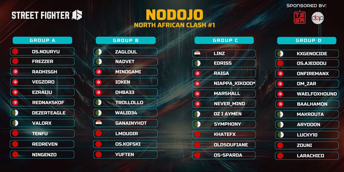 Streaming NoDojo North African Clash #1 sponsored by <a href="/TesaTN_/">TESA</a> !

🎙<a href="/Nasser_FGC/">Nasser</a> &amp; <a href="/Beverley_Yim/">PAR | BOOverley Yim ベブリー🇸🇬 ➡️ 快手王者之战VI · 成都 🇨🇳</a> 
📺 twitch.tv/majimafgc