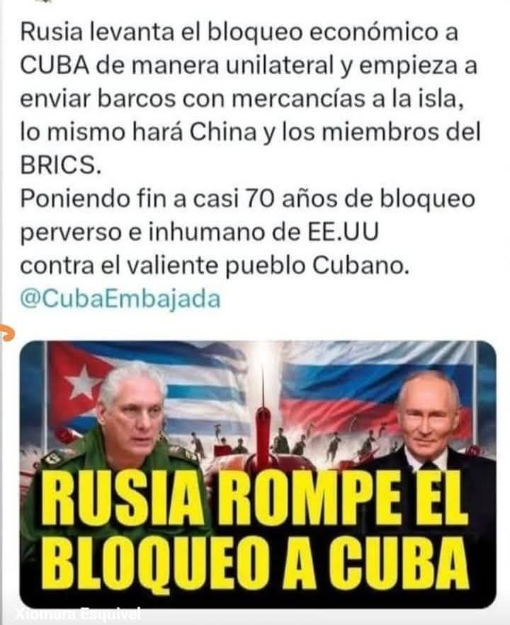 Buenas noticias para el hermano pueblo de Cuba .