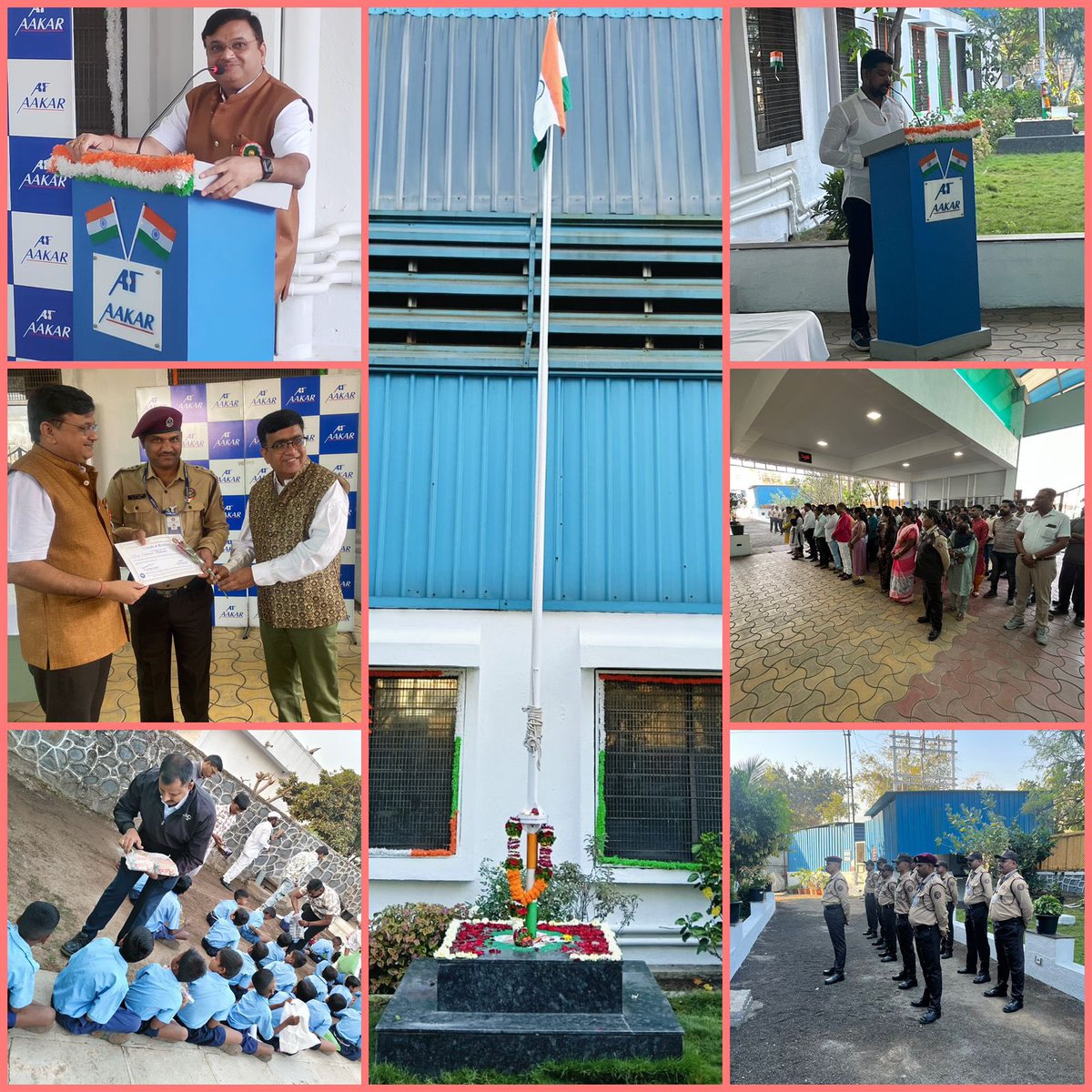 AakarFoundry's tweet photo. Today, Aakar Foundry celebrated 76th Republic Day with our employees &amp; their families.
•Security supervisors &amp; guards were honored for their exceptional service.
•Biscuits were distributed to children at a nearby school as part of our community outreach.
Jai Hind ! 🇮🇳 https://t.co/cSeGBdLeJt