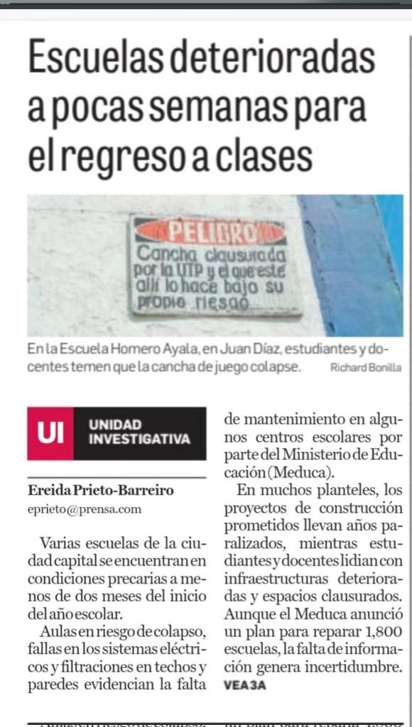 oacostar06's tweet image. Escuelas deterioradas cada año, planes de reparación que nunca se concretan y estudiantes pagando el precio. La educación debería ser prioridad, pero la mala gestión y falta de transparencia la condenan al abandono. #EducaciónPanamá #CrisisEscolar
