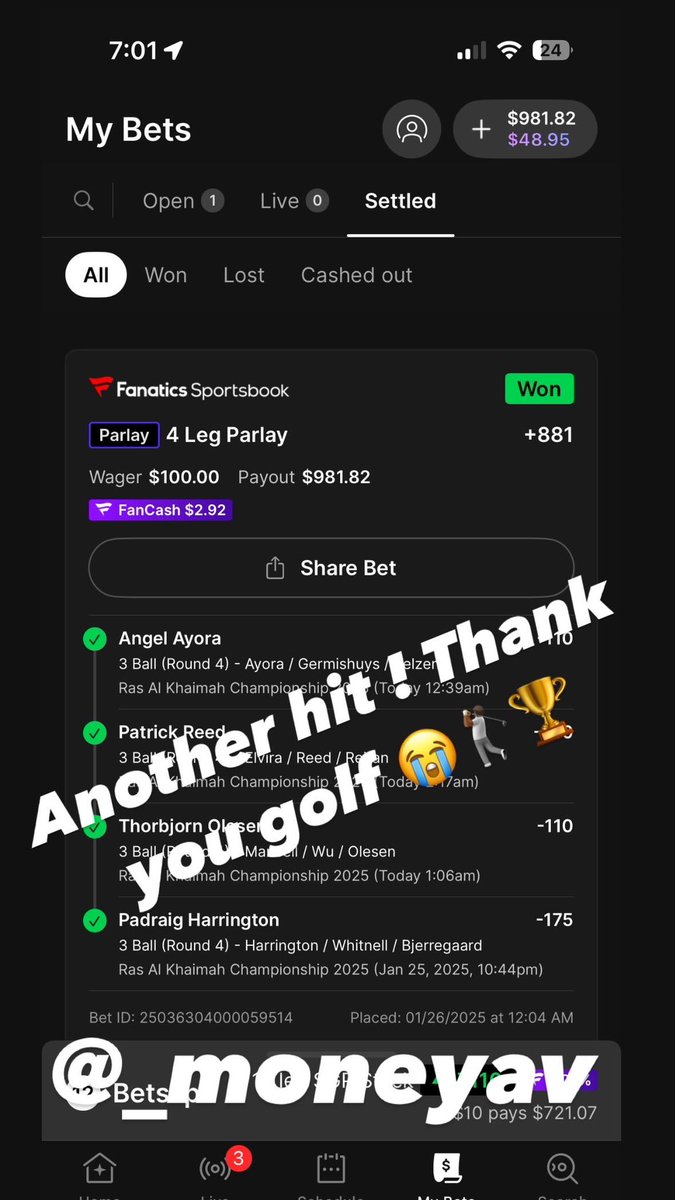 #SportsBettingX 🏌🏾🏆