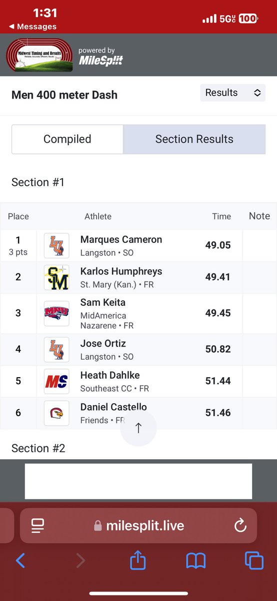 marqdcam's tweet photo. Took down a 17 year old record in the indoor 400 meter dash. Previously ran 49.12 by Akeem LaVoll in 2008, now it stands at 49.05. More work to be done! #LUTRK #LangstonSports https://t.co/qKeVFYqMu8