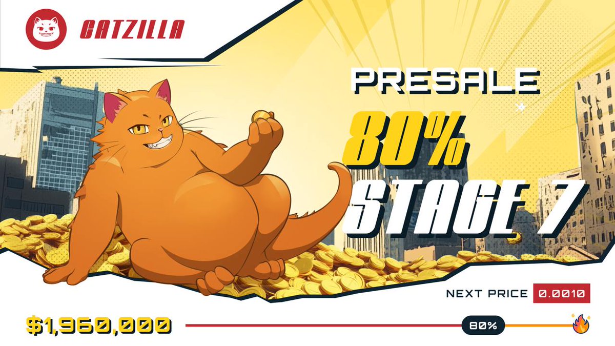 KONNICHIWA, CATZILLA FAM!🧡

It’s Presale Stage 7, and we’re past 80%!😼

Don’t be a Baka ^____^
Buy $CATZILLA now catzilla.meme