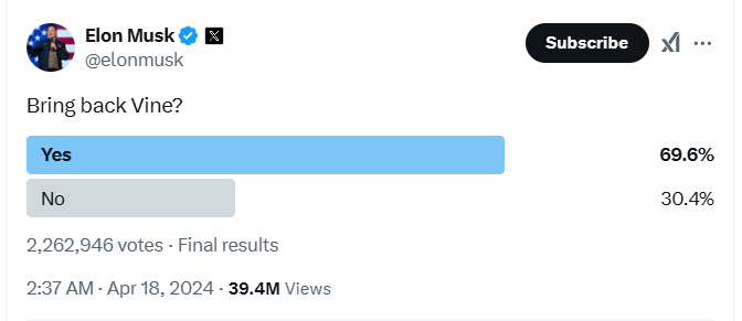 Chainintern's tweet image. Bring back $Vine? @elonmusk