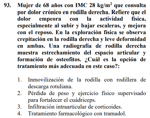 ojedathies's tweet photo. Pregunta 93: Describen un cuadro típico por edad, historia y hallazgos de artrosis de rodilla. EL manejo inicial recomendado por las guías es la 2. Resumen de la guía NICE (os recomiendo la infografía): https://t.co/I9x8DO2f0d https://t.co/LZRR5aTrNL