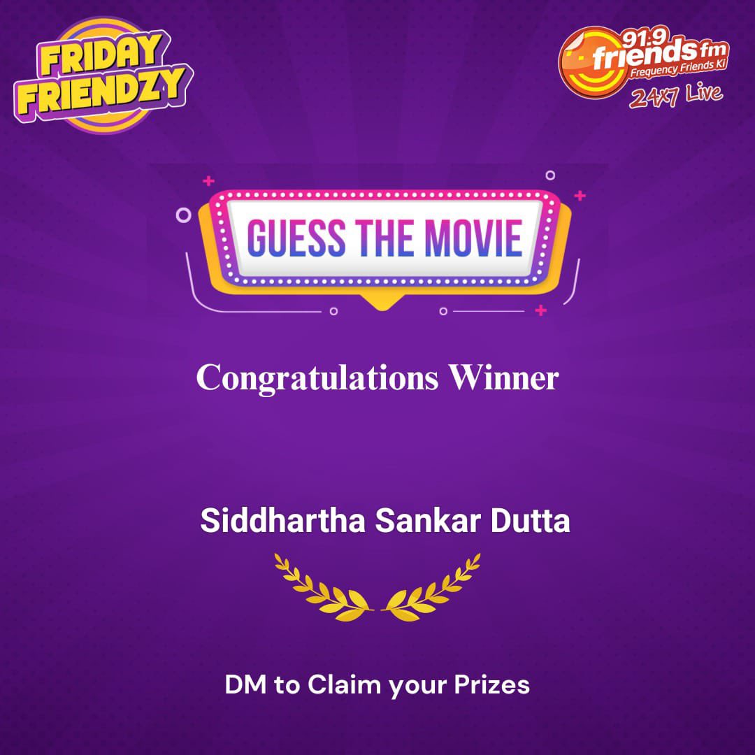 919FriendsFm's tweet image. Congratulations dear @OnlySiddhartha  🥳🥳🥳🥳 DM to claim your prizes  

#FridayFriendzy #ContestTime #winner