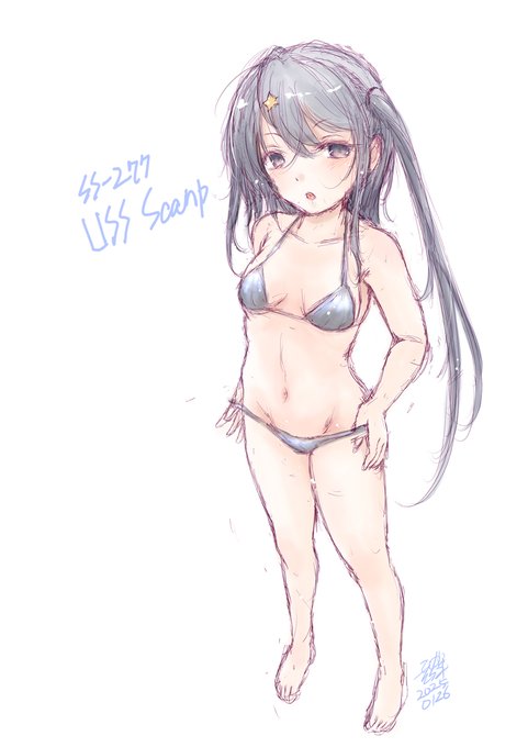 2時間半遅刻なのでワンドロタグ無しマイクロビキニスキャンプ。
#艦これ 