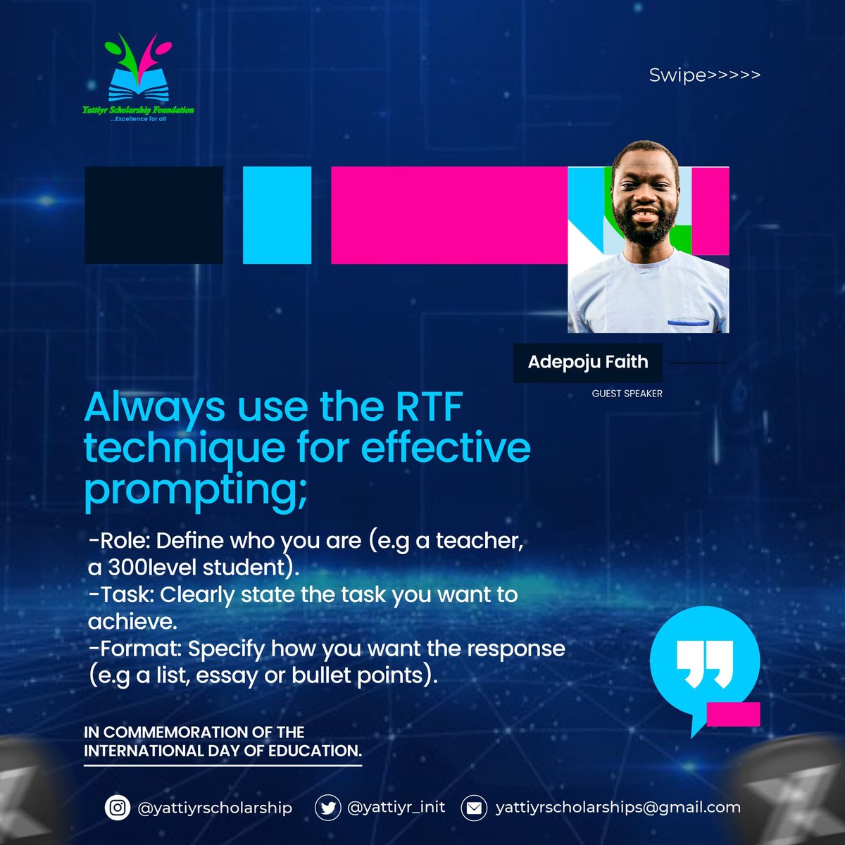 Yattiyr_Init's tweet photo. Here’s a thread of the insightful excerpts from last night’s Twitter Space. We hope you pick up one or two valuable lessons as you go through them. Which slide resonates with you the most?
#AIinEducation #YattiyrWebinar https://t.co/u7AqQZEGBz