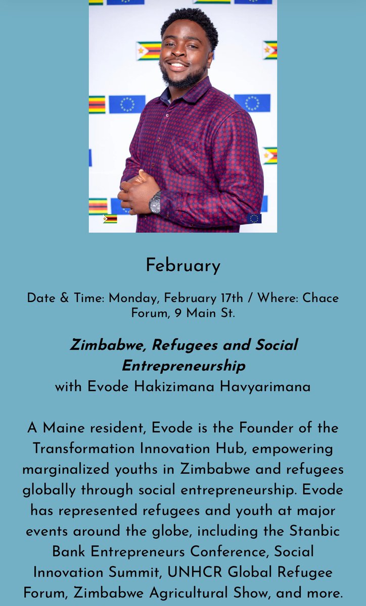 Evode Hakizimana Havyarimana (@evodehakiziman3) on Twitter photo I am happy to be given the opportunity to share my Journey and experience at the Mid-Maine Global Forum on February 17th. Looking forward to the best and connecting with everyone! #Mid-MaineGlobalForum <a href="/Refugees/">UNHCR, the UN Refugee Agency</a> I am happy to be given the opportunity to share my Journey and experience at the Mid-Maine Global Forum on February 17th. Looking forward to the best and connecting with everyone! #Mid-MaineGlobalForum <a href="/Refugees/">UNHCR, the UN Refugee Agency</a>