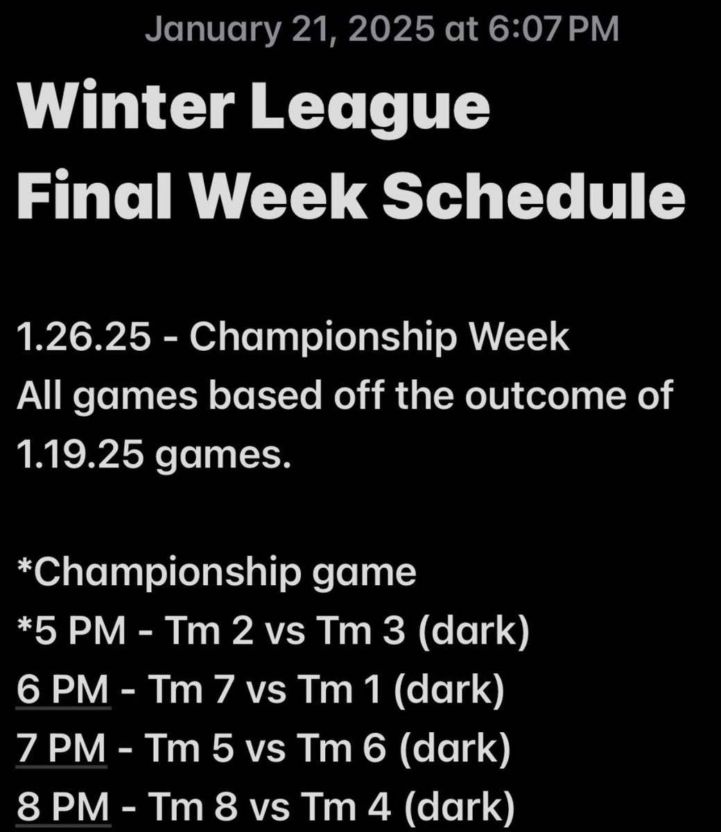 Championship Week!

Today is the final day of our Winter league!  Best of luck to all players as they enter their Spring season!

We will see you tonight to wrap up Winter league!