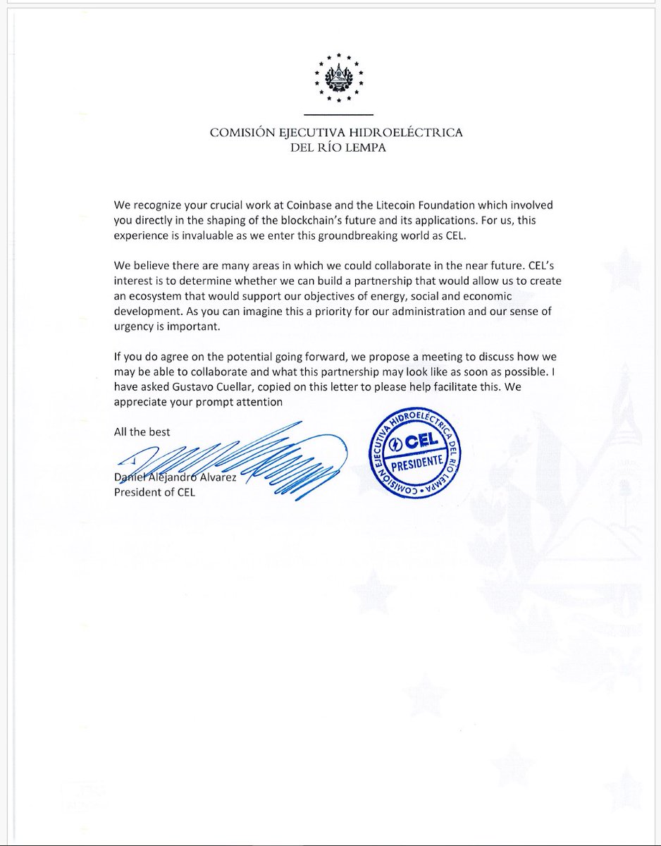 litecoin's tweet image. October 2021, letter from CEL signed.
November of 2021, contact between CEL and Litecoin Foundation commenced regarding assistance.
Six months of meetings/consulting starting in January of 2022
June/July of 2022: Radio silence from CEL and Bitcoin is steamrolled ahead &amp;amp; fully…