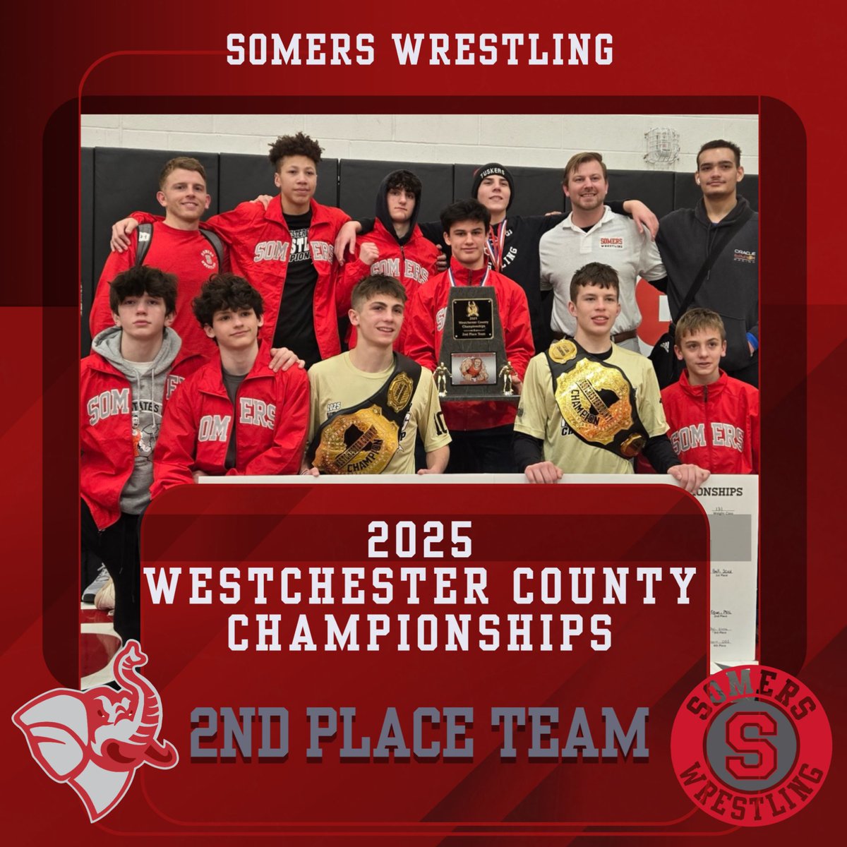 2nd Place Team (for the 2nd straight year)

2 Individual County Champs &amp; 6 All-County 

1st Place
108 Ethan Steuber
131Ryan Ball - Voted Most Outstanding Junior

3rd Place 
108 Loghan Dwyer
170T.J. Mauro

5th Place 
131Cal Ehrmann
138Derek Kuchinsky
