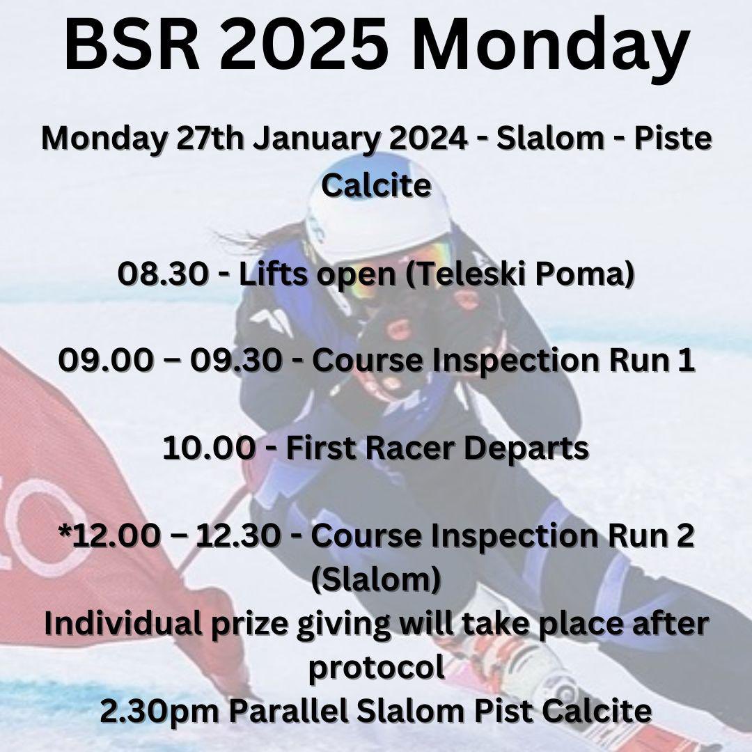 Tomorrow’s amended schedule is now live. ⏰

Course inspection begins at 09:00 with the first racer departing at 10:00. #BSR2025