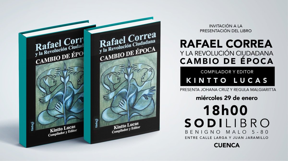 KinttoLucas's tweet photo. Mucho interés despierta en distintos países de América Latina, EEUU y Europa el libro "Rafael Correa y la Revolución Ciudadana: Cambio de Época". Así lo demuestran las distintas entrevistas y comentarios sobre el aporte del libro, en diferentes países. En Ecuador solo @confirmadonet lo ha difundido. Mucha gente no se enteró de la presentación, porque no sigue redes sociales, pero igual estuvieron 200 personas. Ante ese silencio mediático, los lectores y lectoras se encargan de hacer una corriente de difusión del libro en redes y reuniones. El cerco mediático se vence con la gente. El miércoles nos vemos en Cuenca. En fin...

#LibrosRecomendados #Libros #Quéleer #library #relato #RevoluciónCiudadana #books
#RafaelCorrea #LecturaRecomendada
