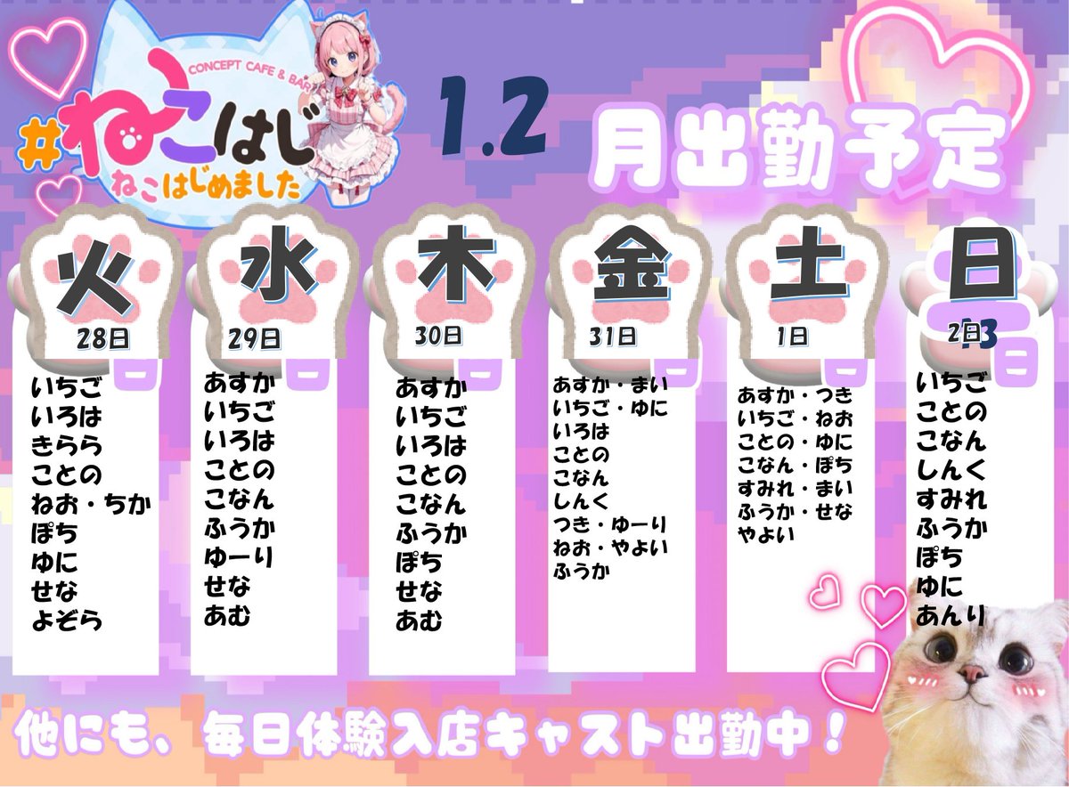 今週の出勤😽🫰