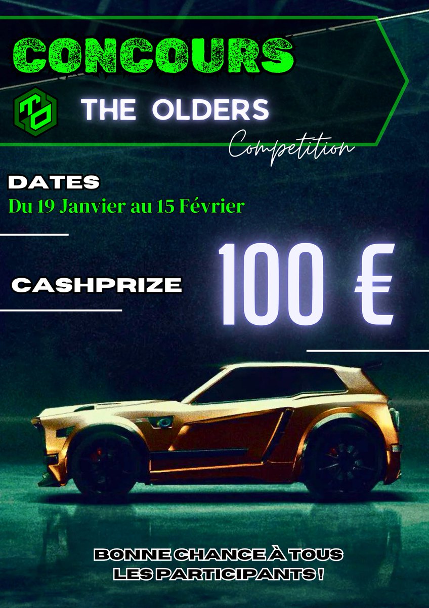TheOldersoff's tweet photo. Prêts à montrer vos talents ? 
 Le concours THE OLDERS COMPETITION 2025 est la ! 🏆Du 19 janvier au 15 février, affrontez-vous sur la map Workshop: THE PATH 
100€ de cashprise! 💰
Inscrivez-vous : https://t.co/wKC4wTEY7G
#RocketLeague #CONCOURS https://t.co/l0bXxKShZ7