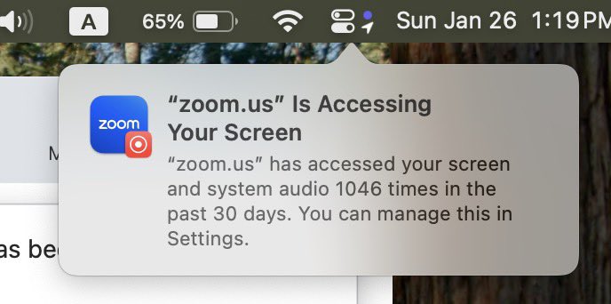 Shariful125's tweet photo. It's my Mac and The dumb Zoom took access of My Screen 1046 times while I had only 4 zoom session in last 30 days...!

@Zoom , I feel pretty unsafe to keep in my app list.

#unsafe #unsafe_zoom https://t.co/dl2EYiUxYB