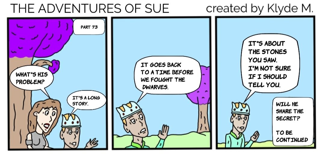 Klyde_M_'s tweet photo. Part 73 THE ADVENTURES OF SUE
#webcomic #webtoon #adventure #action #comic #comics #comicstrip #TheAdventuresOfSue #comicbook #comicartist #fiction #elves #readthis #hashtag #readthiscomic #fantasy #secrets https://t.co/vvVLnUIVGw