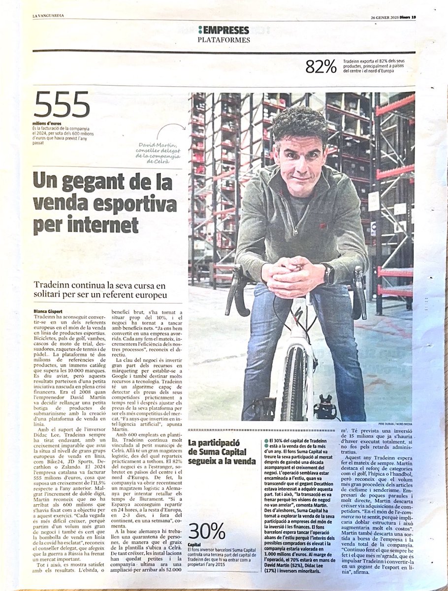 I des de Celrà, un gegant de referència en venda esportiva online al món. L’amic <a href="/dmartingaya/">David Martín Gayà</a> és un geni que hem de saber valorar i prestigiar. Un any més, felicitats <a href="/tradeinnsl/">Tradeinn</a>!